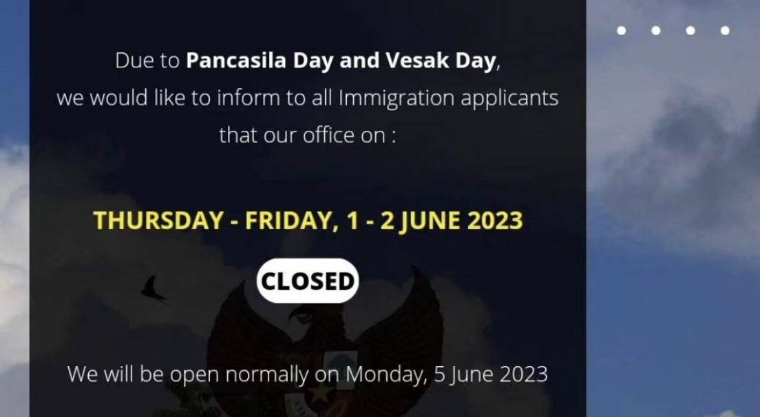 Immigration office will be close at 1-2.06